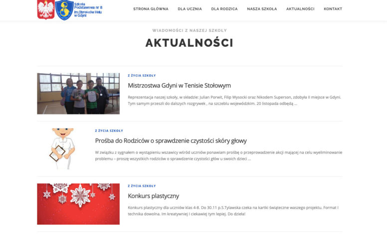 Strona www SP8 Gdynia